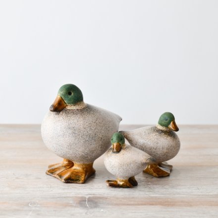 Speckled White and Green Duck Ornament