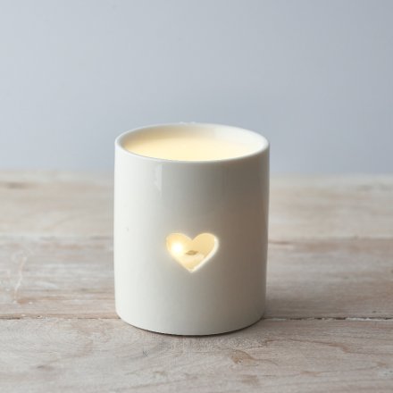 Simple White Heart T-light Holder