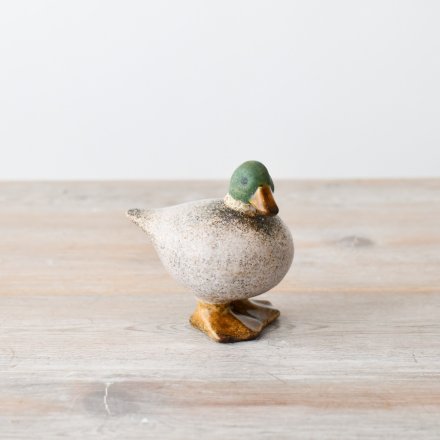 Speckled White and Green Duck Ornament