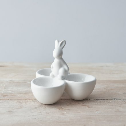 White Ceramic Rabbit 3 Egg Cup