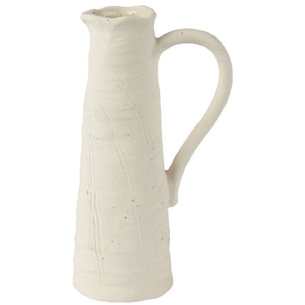 Rustic Natural Textured Stoneware Slim Jug Vase