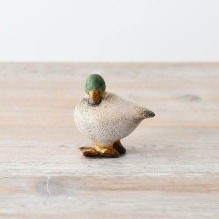 Speckled White and Green Duck Ornament